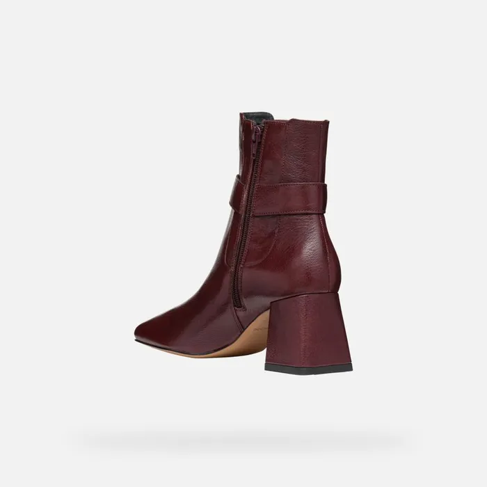 Geox Ankle Boots CORONILLA WOMAN Wine Medium Heel Ankle Boots Wine 8211 Woman