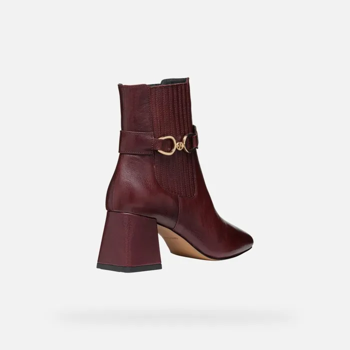 Geox Ankle Boots CORONILLA WOMAN Wine Medium Heel Ankle Boots Wine 8211 Woman