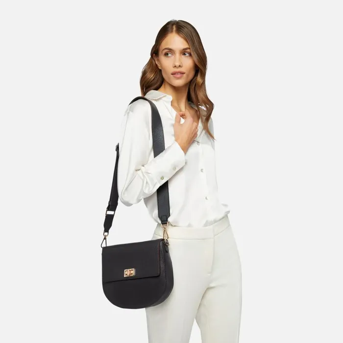 Geox Bags FLAVIE A Women039s Black Shoulder Bag Online Store Black 8211 Woman