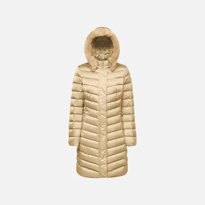 Geox Down Jackets BETTANIE WOMAN Travertine Fulllength Quilted Coat Travertine 8211 Woman Geox Down Jackets BETTANIE WOMAN Travertine Fulllength Quilted Coat Travertine 8211 Woman