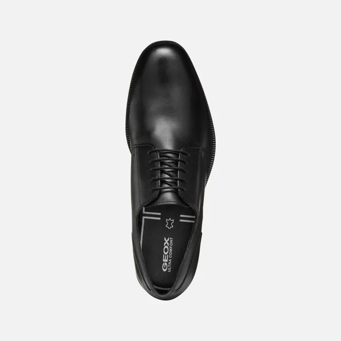 Geox Formal Shoes WALK PLEASURE F MAN Black Leather Shoes Black 8211 Man