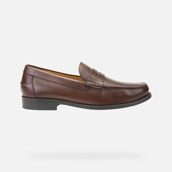 Geox Loafers NEW DAMON Men039s Brown Leather Loafers Geox Dark Brown 8211 Man