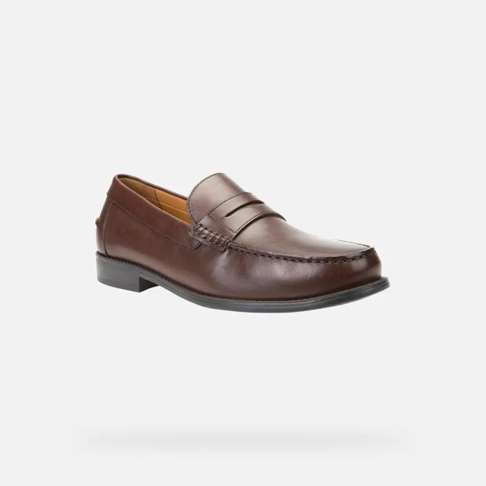 Geox Loafers NEW DAMON Men039s Brown Leather Loafers Geox Dark Brown 8211 Man