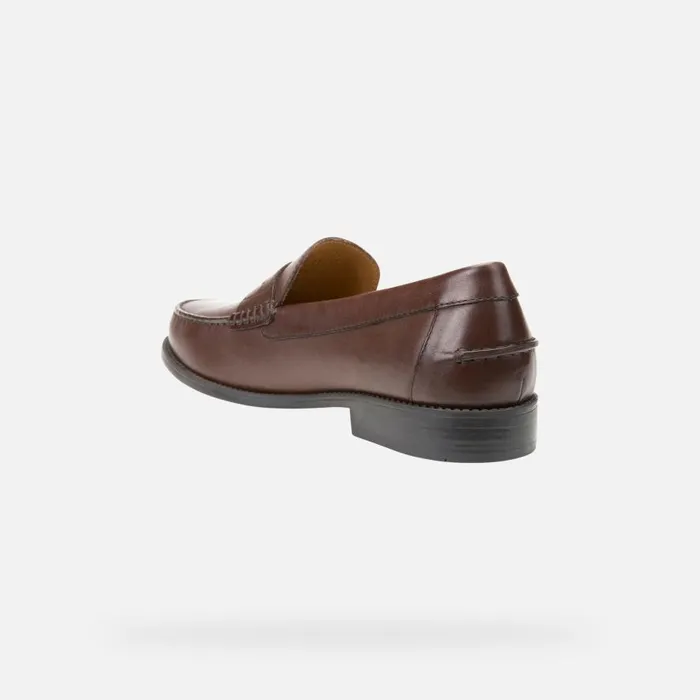 Geox Loafers NEW DAMON Men039s Brown Leather Loafers Geox Dark Brown 8211 Man