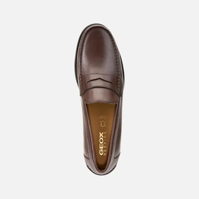 Geox Loafers NEW DAMON Men039s Brown Leather Loafers Geox Dark Brown 8211 Man
