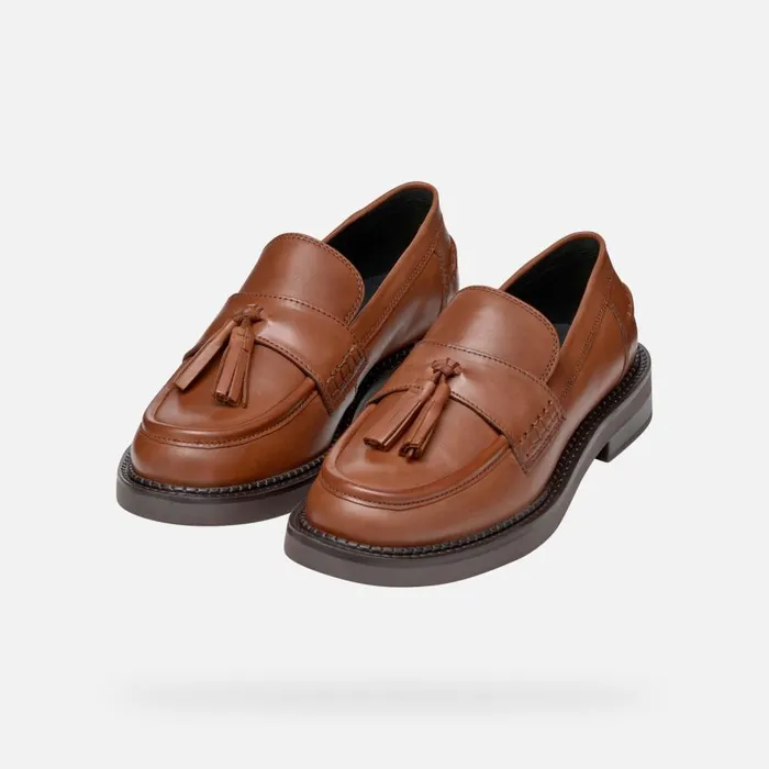 Geox Loafers SERILDA WOMAN Light Brown Leather Loafers Light Brown 8211 Woman