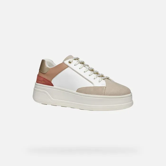 Geox Sneakers SPHERICA ECUB2 WOMAN WhiteLight Taupe Low Top Sneakers Whitelight Taupe 8211 Woman