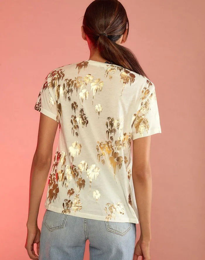 Gold Foil TShirt 8211 Whgld Women Cynthia Rowley Tops