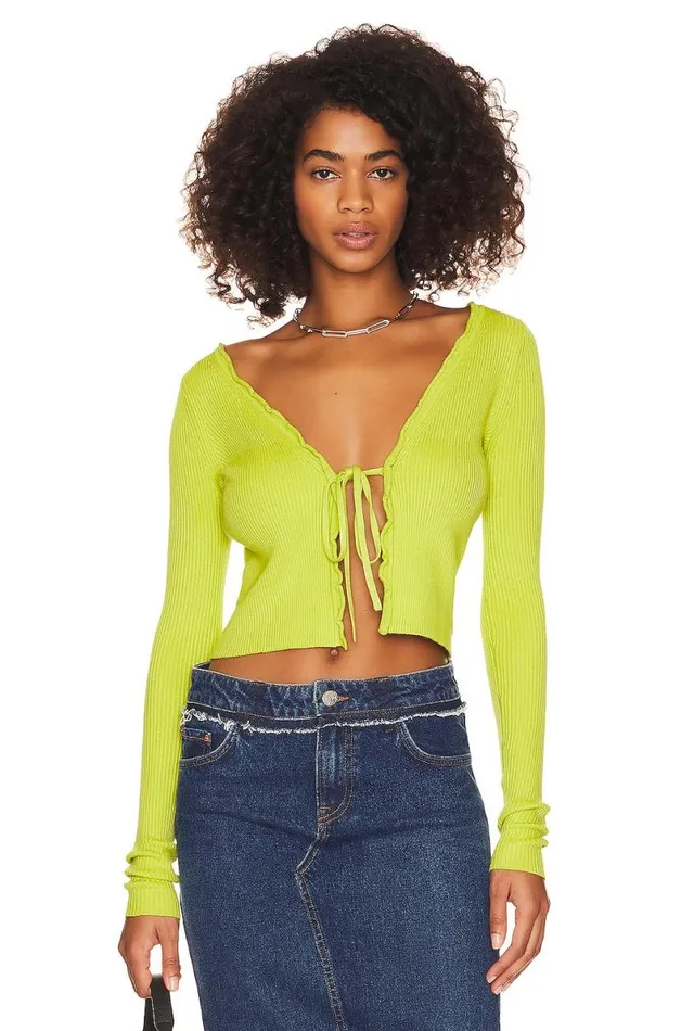 Halina Tie Front Cardigan Lime Green Women Lovers and Friends Sweaters and Knits Halina Tie Front Cardigan Lime Green Women Lovers and Friends Sweaters and Knits