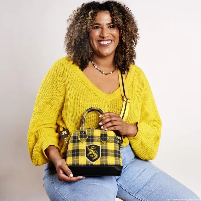 Harry Potter Hufflepuff Patch Varsity Plaid Crossbody Bag Unisex Loungefly Crossbody Bags Harry Potter Hufflepuff Patch Varsity Plaid Crossbody Bag Unisex Loungefly Crossbody Bags