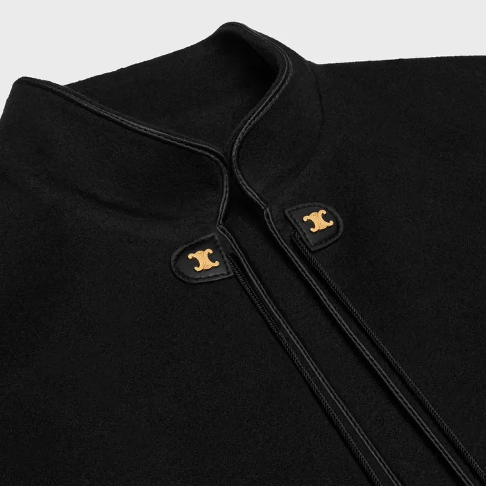 HighCollar Cape In Double Face Cashmere Black Women CELINE COATS