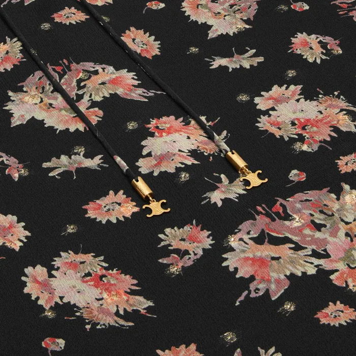 Jabot Dress In Silk Georgette Noirrosecraie Women CELINE DRESSES AND SKIRTS