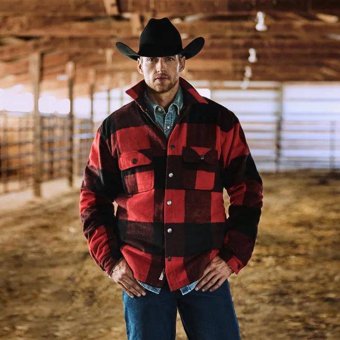 Jackets Men Stetson Buffalo Plaid Western Coat Red