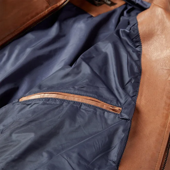 Jackets Men Stetson ZipFront Lightweight Leather Jacket Brown
