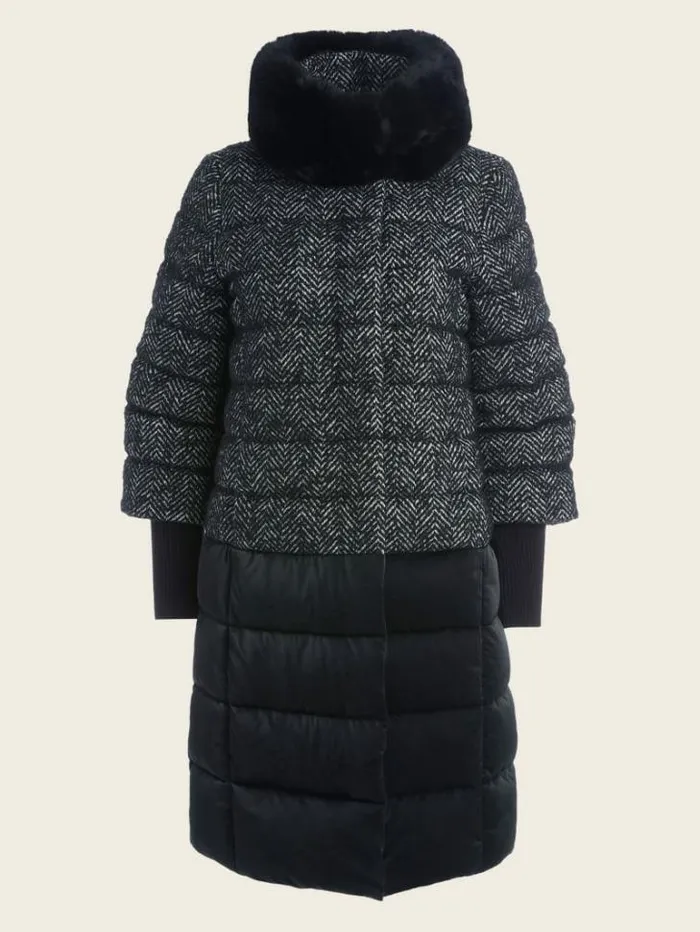Jackets Women Marciano Abbey Puffer Coat Chevron Black and White Jackets Women Marciano Abbey Puffer Coat Chevron Black and White