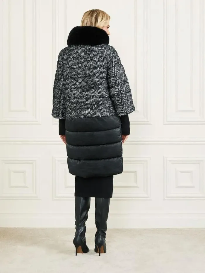 Jackets Women Marciano Abbey Puffer Coat Chevron Black and White Jackets Women Marciano Abbey Puffer Coat Chevron Black and White