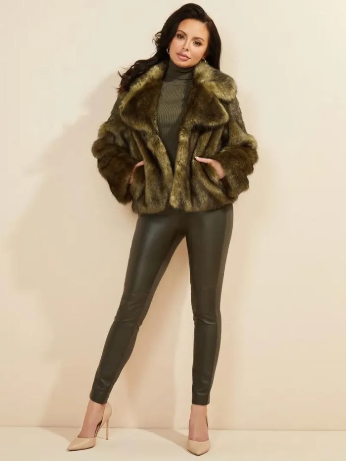Jackets Women Marciano Gwenda FauxFur Jacket Lancer Green Multi Jackets Women Marciano Gwenda FauxFur Jacket Lancer Green Multi
