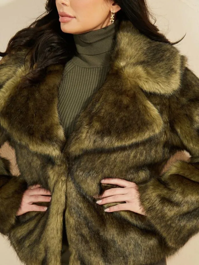 Jackets Women Marciano Gwenda FauxFur Jacket Lancer Green Multi Jackets Women Marciano Gwenda FauxFur Jacket Lancer Green Multi