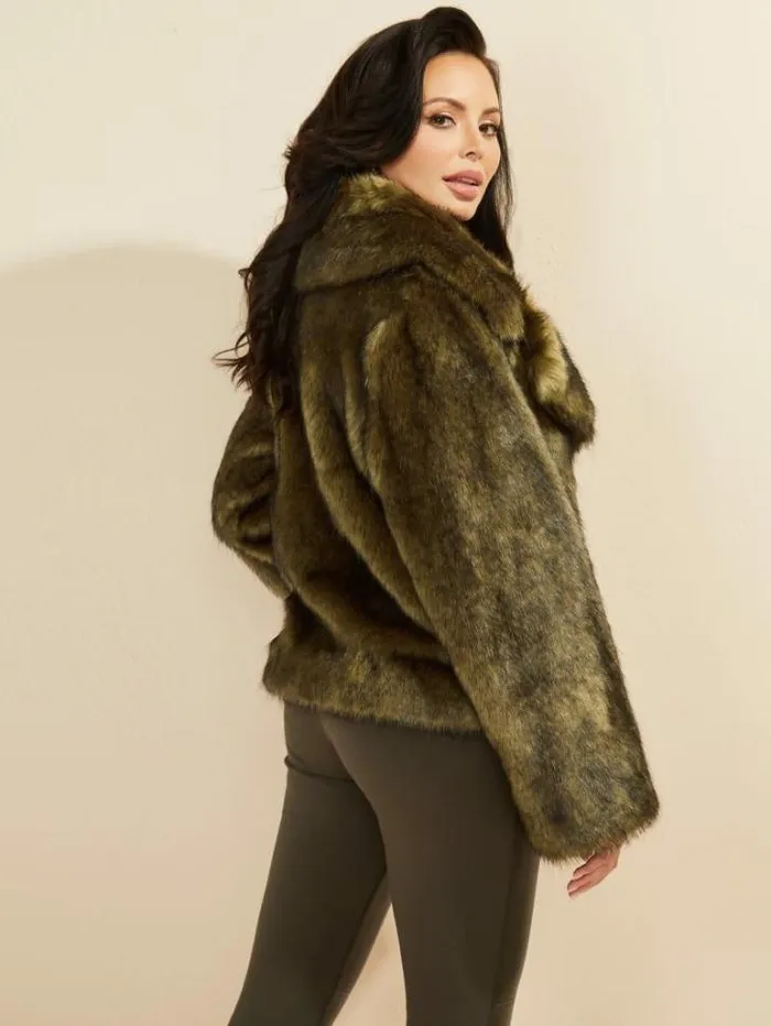 Jackets Women Marciano Gwenda FauxFur Jacket Lancer Green Multi Jackets Women Marciano Gwenda FauxFur Jacket Lancer Green Multi