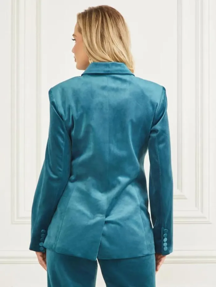 Jackets Women Marciano Lilli Velvet Blazer Blue Opal Jackets Women Marciano Lilli Velvet Blazer Blue Opal