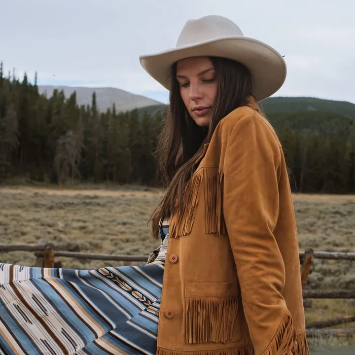 Jackets Women Stetson Fringe Suede Jacket Tan