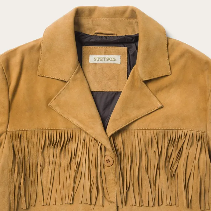 Jackets Women Stetson Fringe Suede Jacket Tan