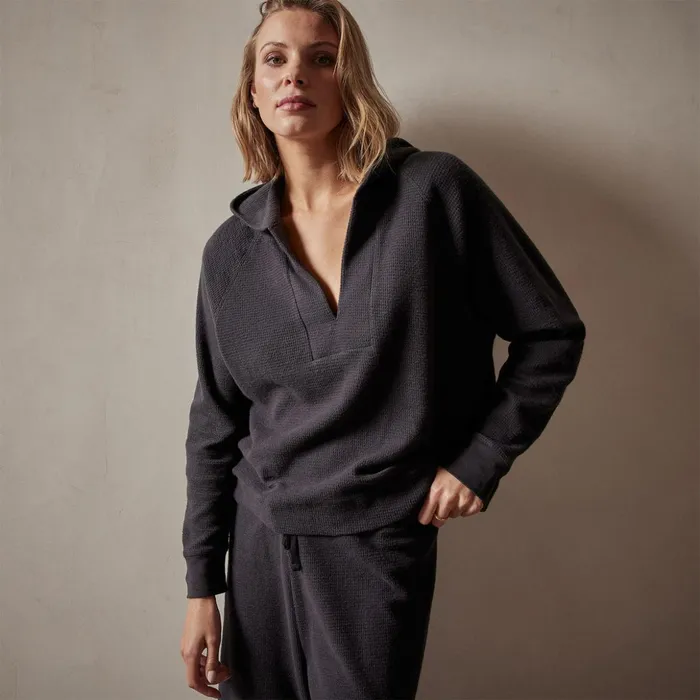 James Perse Lounge WomenSINGLEQUOTEADDEDs Thermal Knit Hoodie Lounge Set Magma 8211 Women