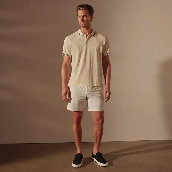 James Perse PolosNovelty Tops Double Retro Striped Polo Ivoryblack 8211 Men