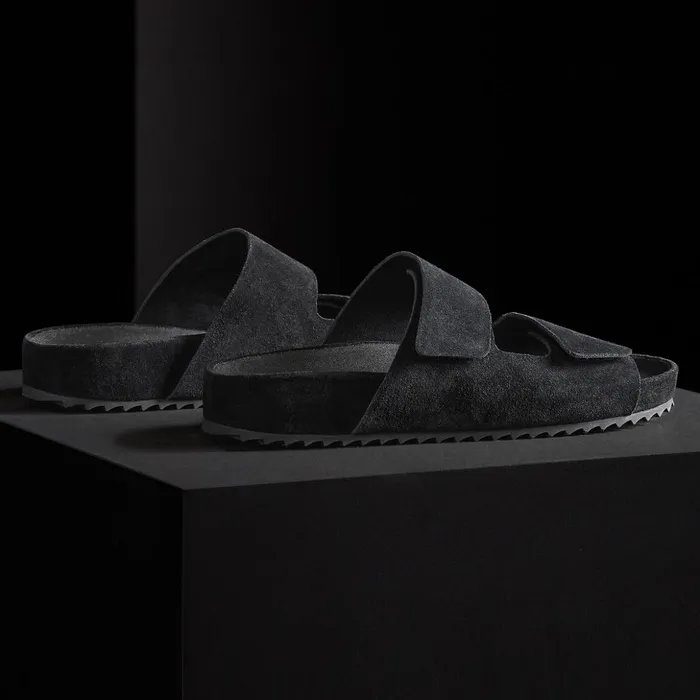 James Perse Sandals WomenSINGLEQUOTEADDEDs Double Strap Suede Slide Black 8211 Women