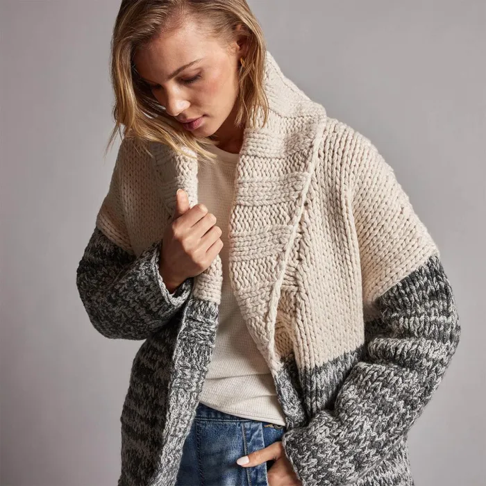 James Perse Sweaters Chunky Knit Cardigan Ivorygrey Marl 8211 Women