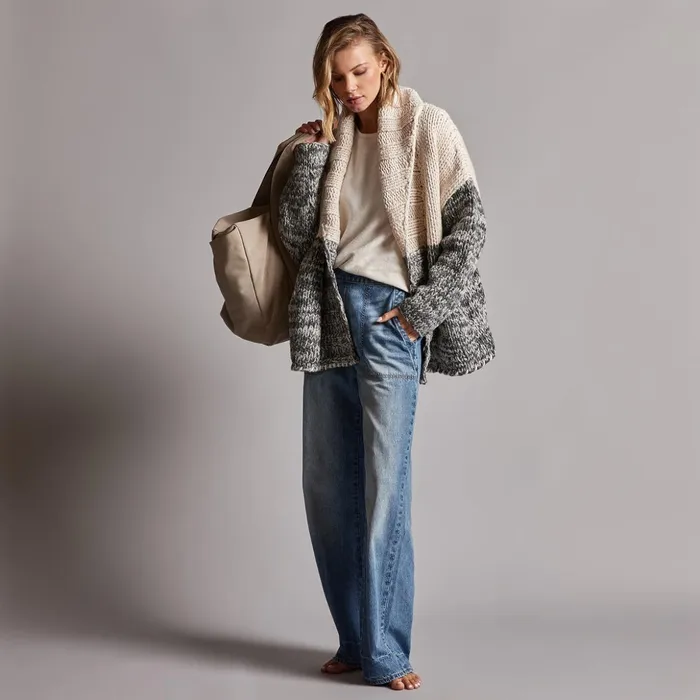 James Perse Sweaters Chunky Knit Cardigan Ivorygrey Marl 8211 Women