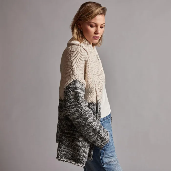 James Perse Sweaters Chunky Knit Cardigan Ivorygrey Marl 8211 Women