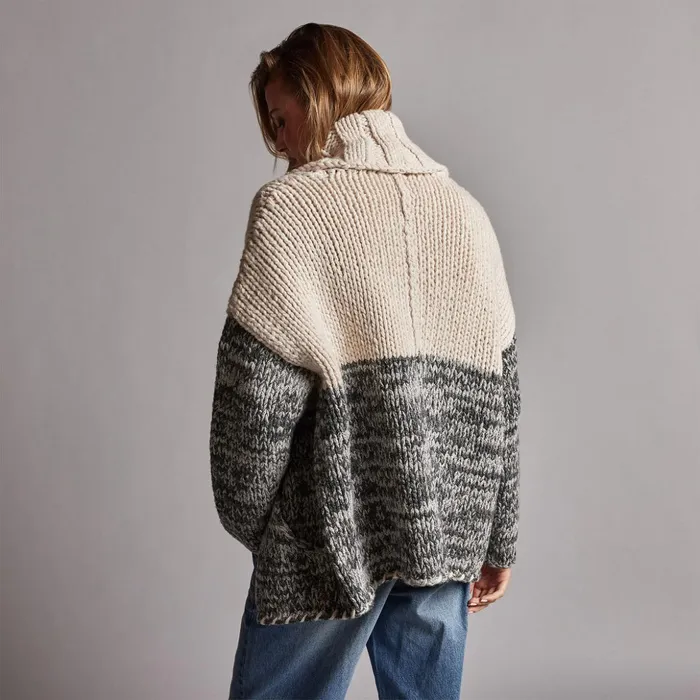 James Perse Sweaters Chunky Knit Cardigan Ivorygrey Marl 8211 Women