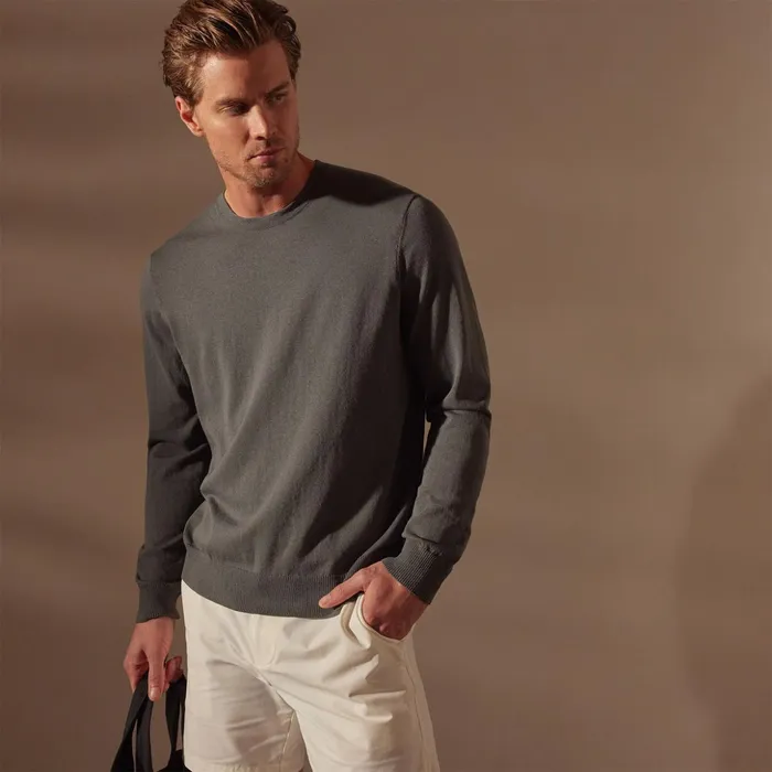 James Perse Sweaters Stretch Cotton Crew Sweater Flint 8211 Men