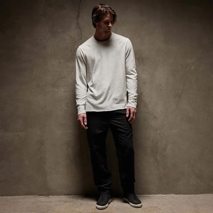 James Perse TShirts Slub Jersey Long Sleeve Crew White 8211 Men