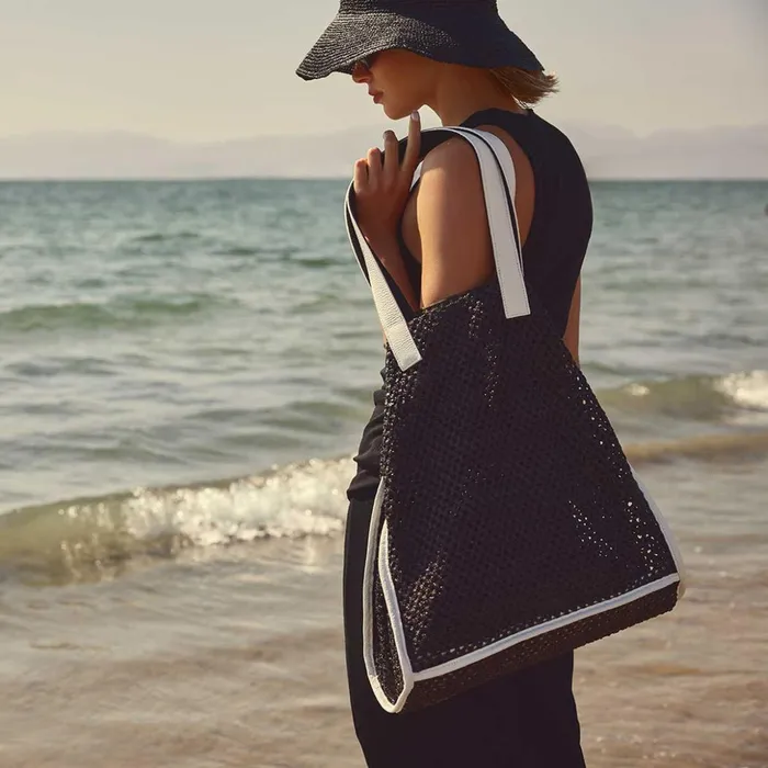 James Perse Tote Bags Raffia Tote Black Sea 8211 Men