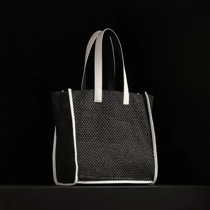 James Perse Tote Bags Raffia Tote Black Sea 8211 Men