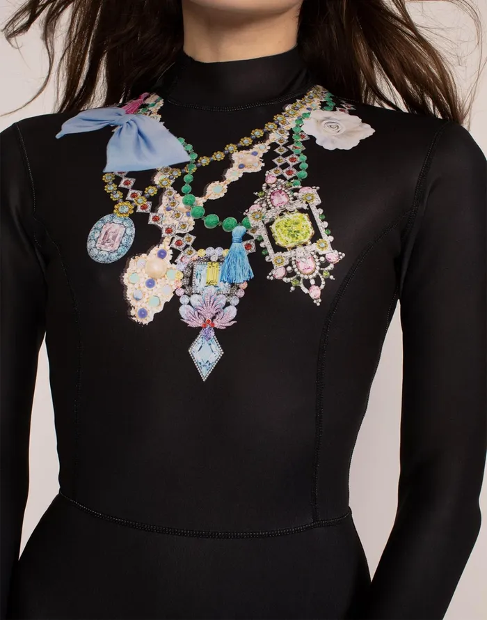 Jewel Necklace Wetsuit 8211 Black Women Cynthia Rowley Surf and Swim