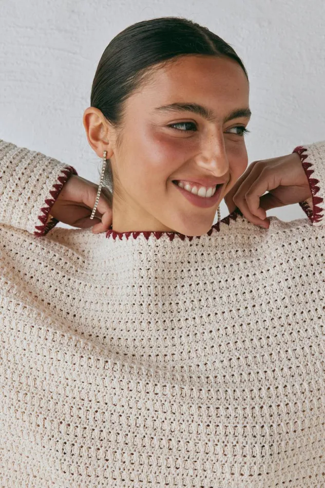 JumpersSweaters Women VRG GRL Stella Knit Tunic Cream JumpersSweaters Women VRG GRL Stella Knit Tunic Cream