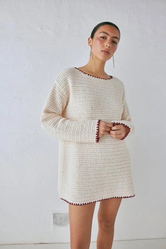 JumpersSweaters Women VRG GRL Stella Knit Tunic Cream JumpersSweaters Women VRG GRL Stella Knit Tunic Cream