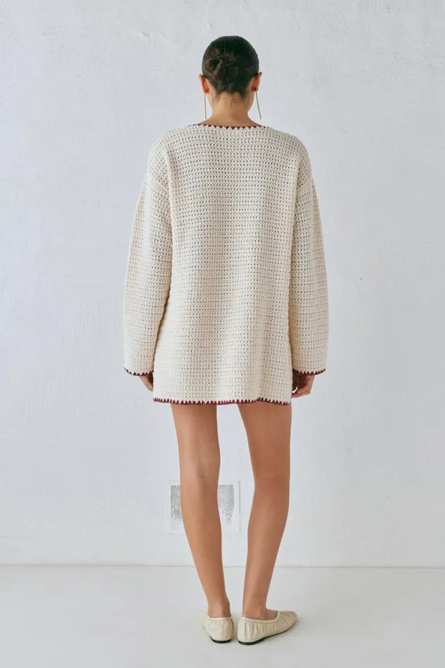 JumpersSweaters Women VRG GRL Stella Knit Tunic Cream JumpersSweaters Women VRG GRL Stella Knit Tunic Cream