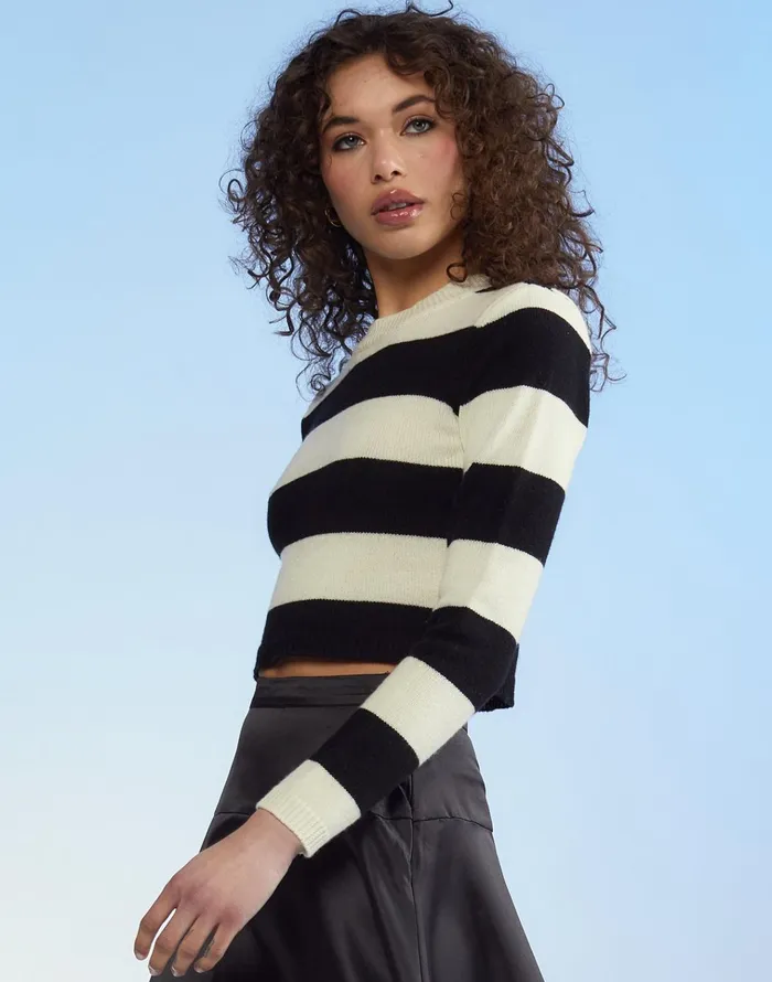 Kendal Cropped Sweater 8211 Blkwt Women Cynthia Rowley Tops