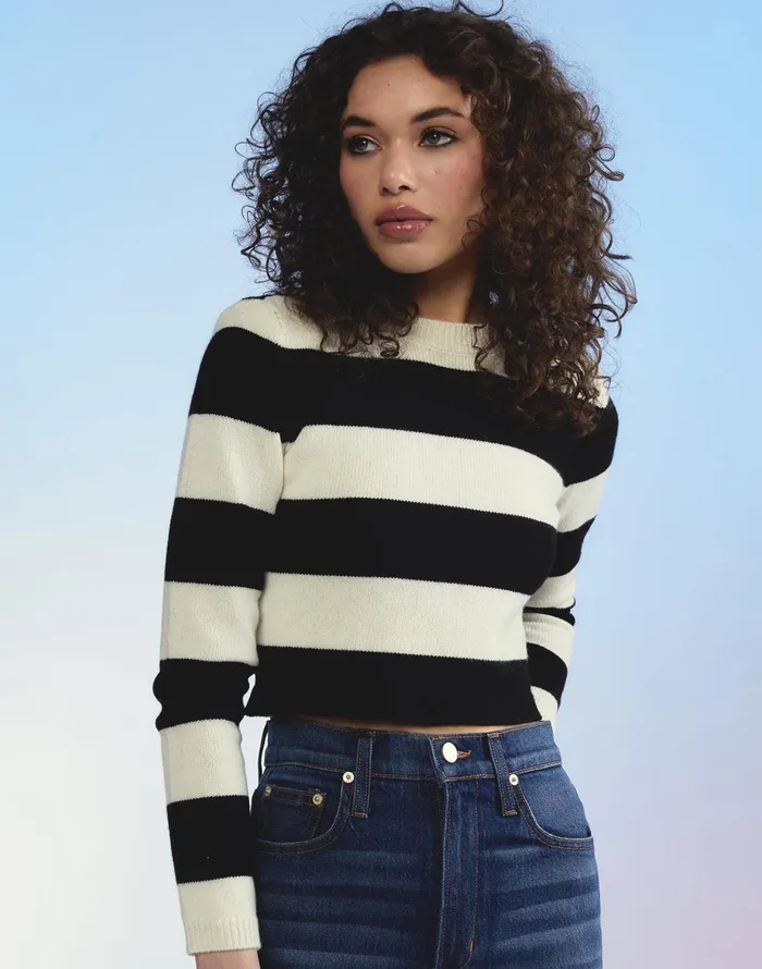 Kendal Cropped Sweater 8211 Blkwt Women Cynthia Rowley Tops