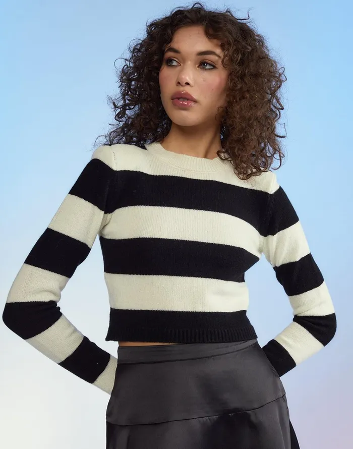 Kendal Cropped Sweater 8211 Blkwt Women Cynthia Rowley Tops