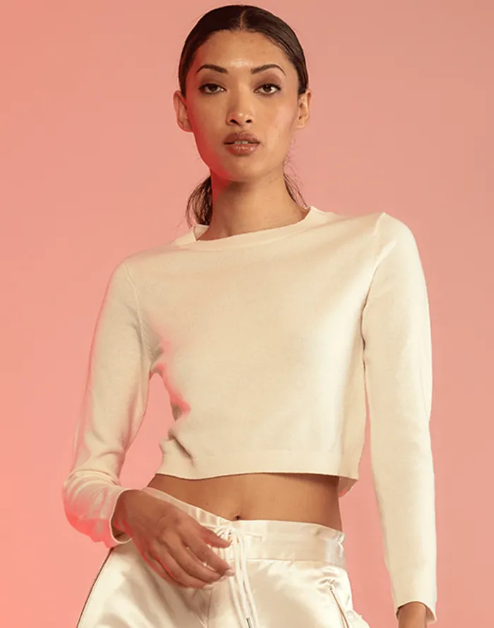 Kendal Cropped Sweater 8211 Cream Women Cynthia Rowley Tops