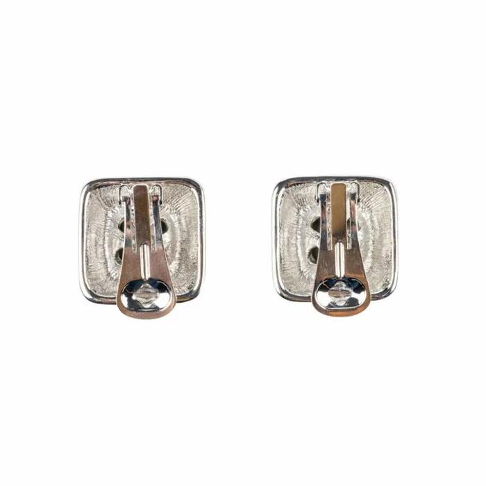 Kenneth Jay Lane Clear Crystal Earrings Women Crystal And Silver Square Clip Earring