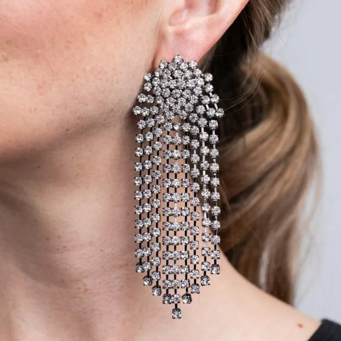 Kenneth Jay Lane Clear Crystal Earrings Women Crystal Waterfall Pierced Or Clip Earrings Kenneth Jay Lane Clear Crystal Earrings Women Crystal Waterfall Pierced Or Clip Earrings
