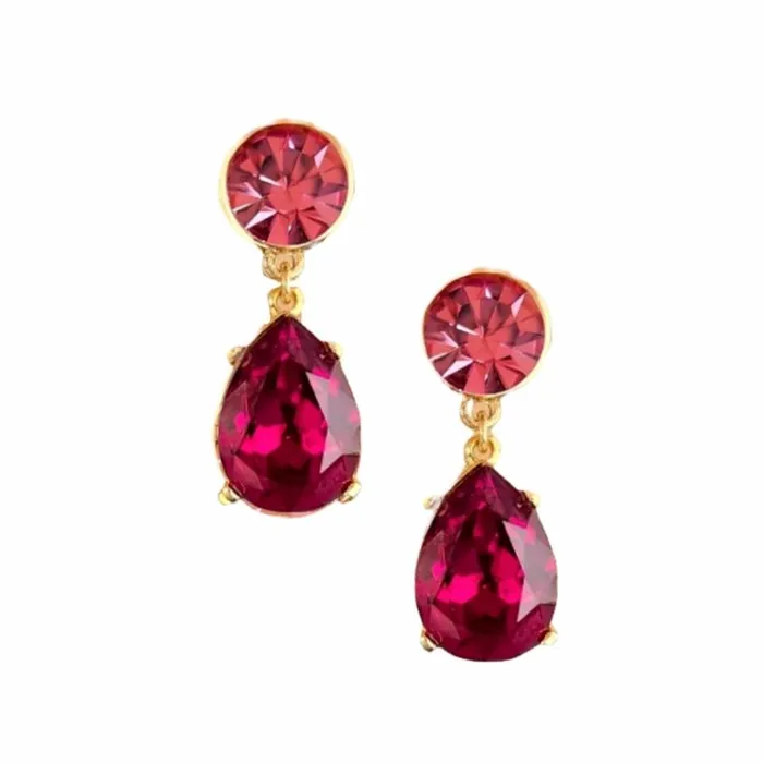 Kenneth Jay Lane Dark Color Gem Earrings Women Rose and Ruby Teardrop Pierced Earring Kenneth Jay Lane Dark Color Gem Earrings Women Rose and Ruby Teardrop Pierced Earring