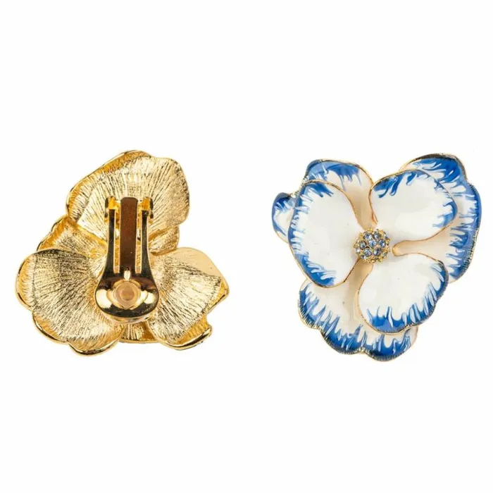 Kenneth Jay Lane Light Color Earrings Women China Blue Flower Clip Earrings