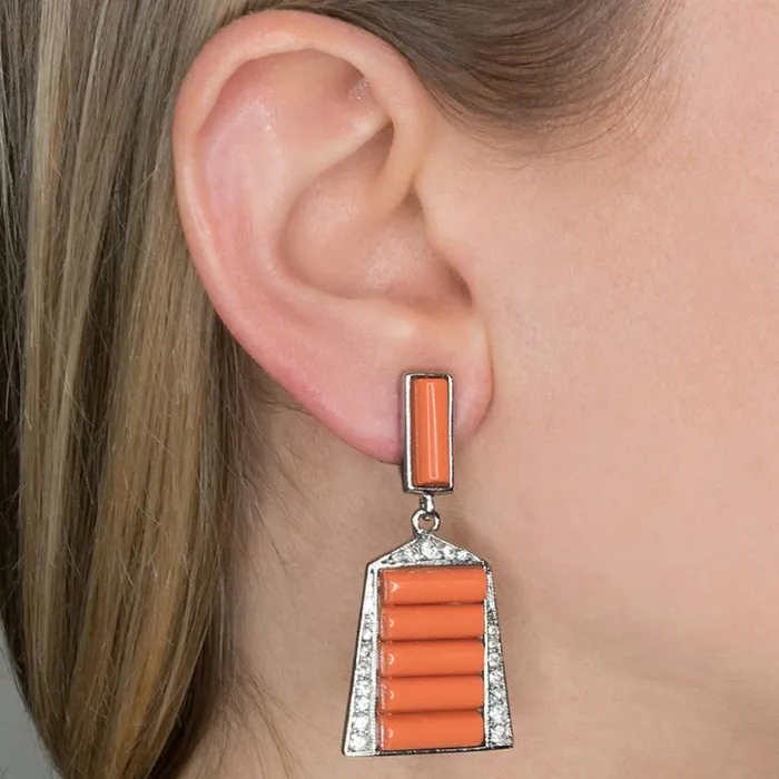 Kenneth Jay Lane Light Color Earrings Women Coral Deco Clip Earrings